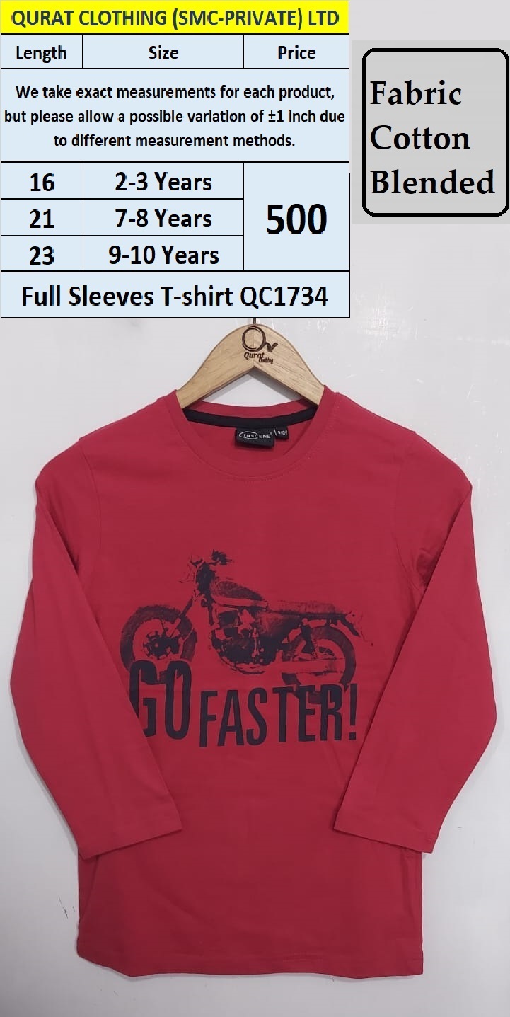 Branded Export Go Faster Full Sleeves Cotton Blended T-shirt  QC1734 | Qurat Clothing - QC1734