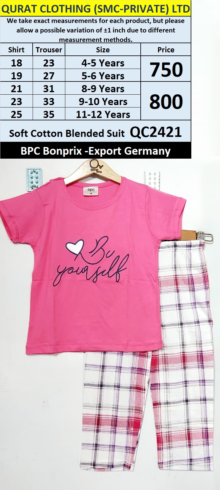 BPC Bonrpix Brand Soft Cotton Blended Suit QC2421 Export Germany