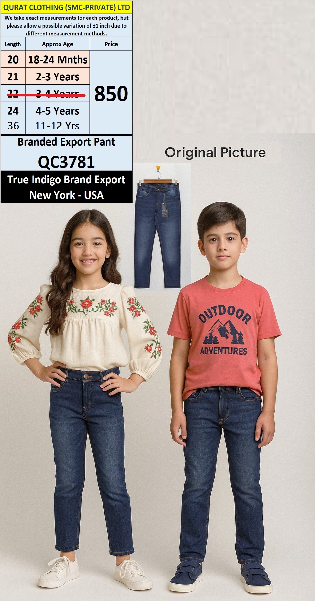 True Indigo Brand Dark Blue Denim Pant QC3781 – Export New York USA