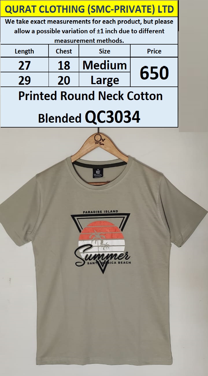 Santa Monica Beach Round Neck Cotton Blended T-shirt QC3034