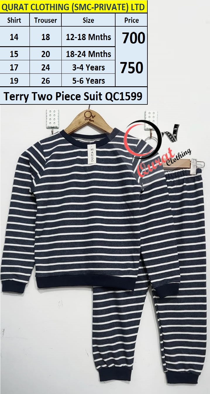 Striped Print Terry Two Piece Suit QC1599