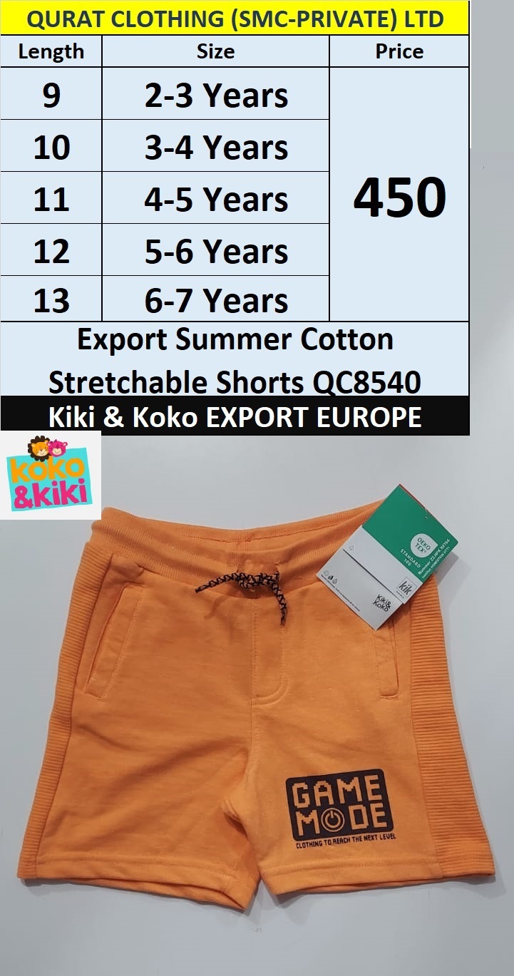 Kiki & Koko Export Europe Summer Cotton Stretchable Shorts QC8540