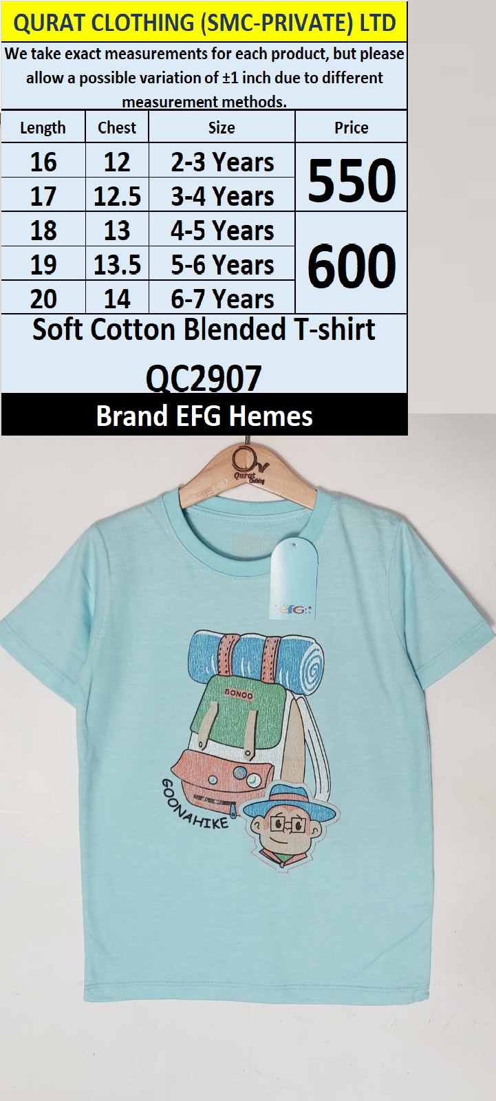 Soft Cotton Blended T-Shirt QC2907  Brand EFG Hemes