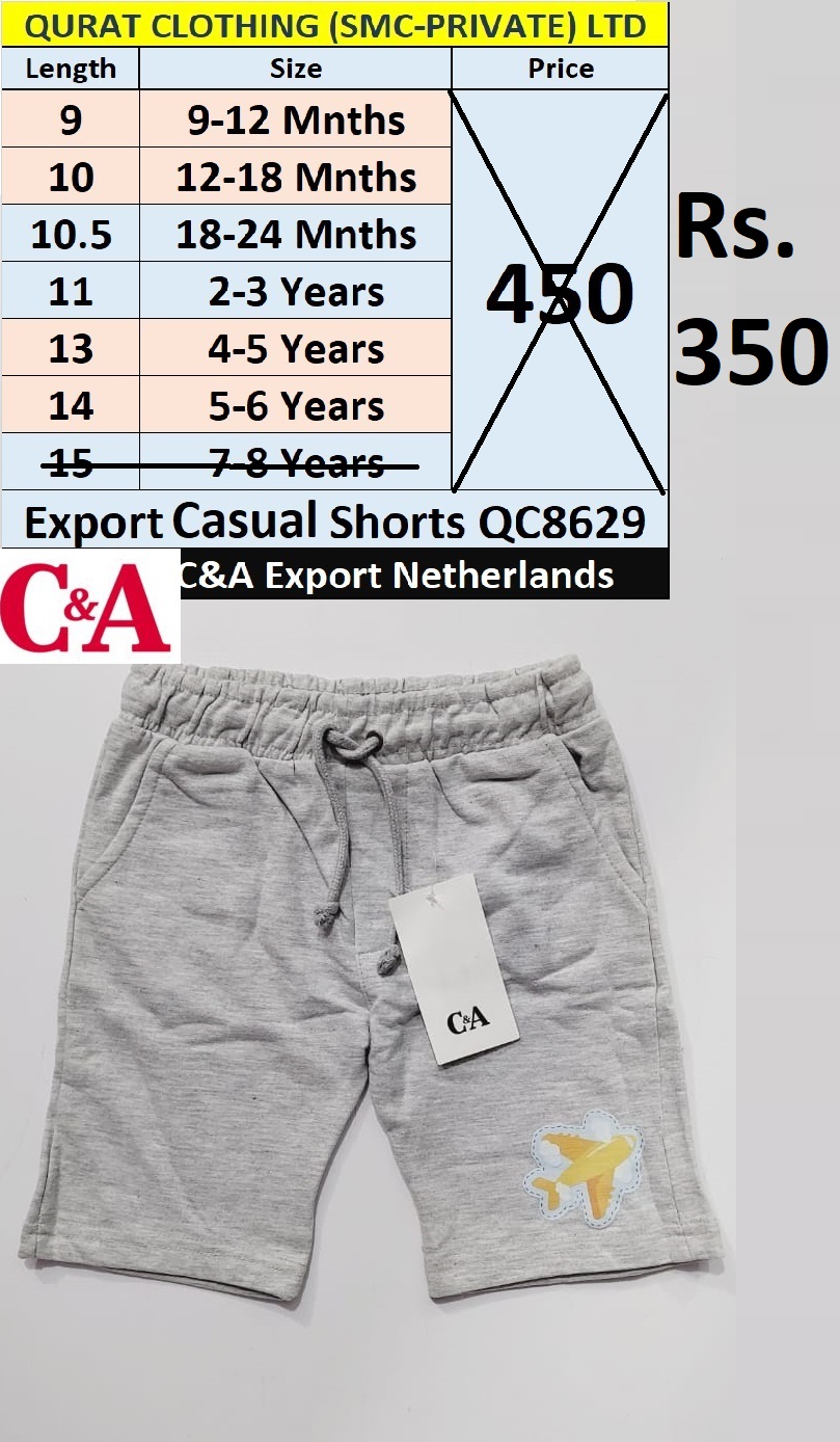 C&A Branded Grey Shorts QC8629 Export Netherlands