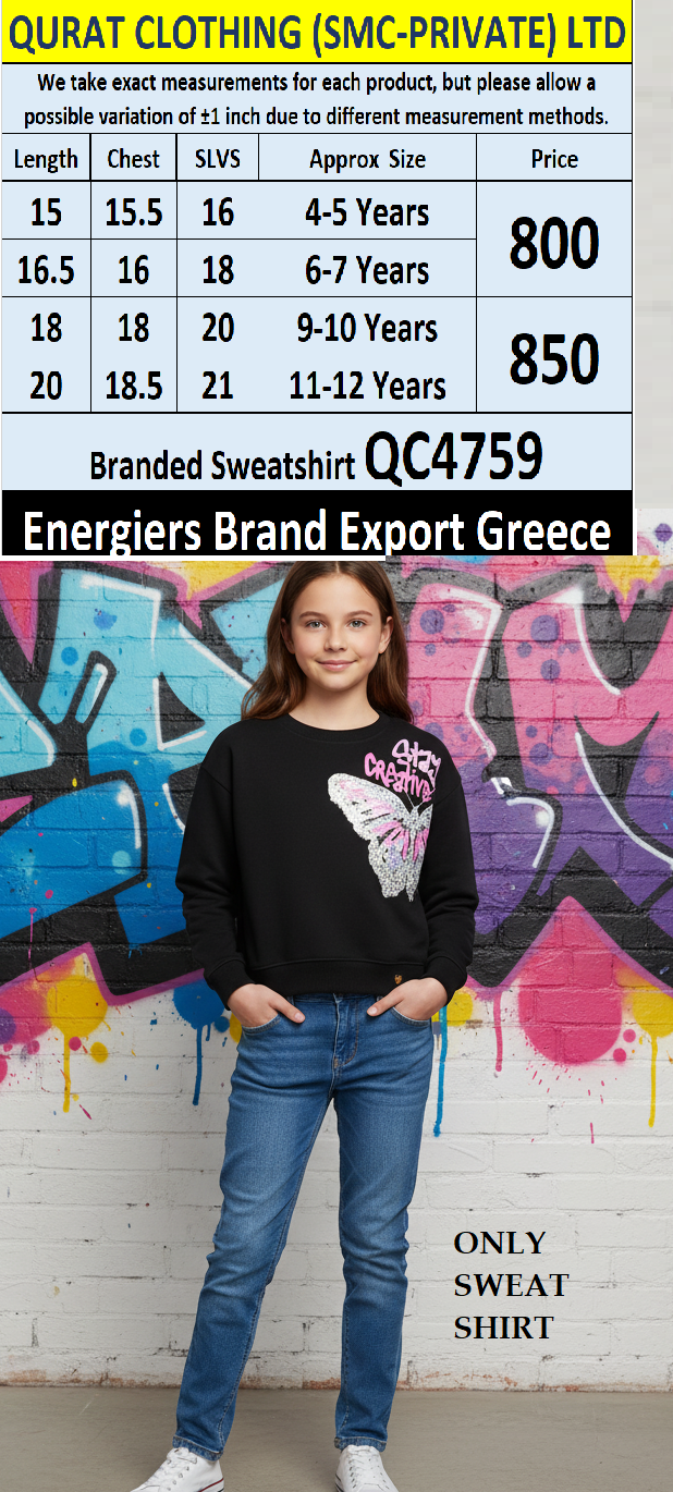 Energiers Brand Stay Creative Black Sweatshirt QC4759 Export Greece 