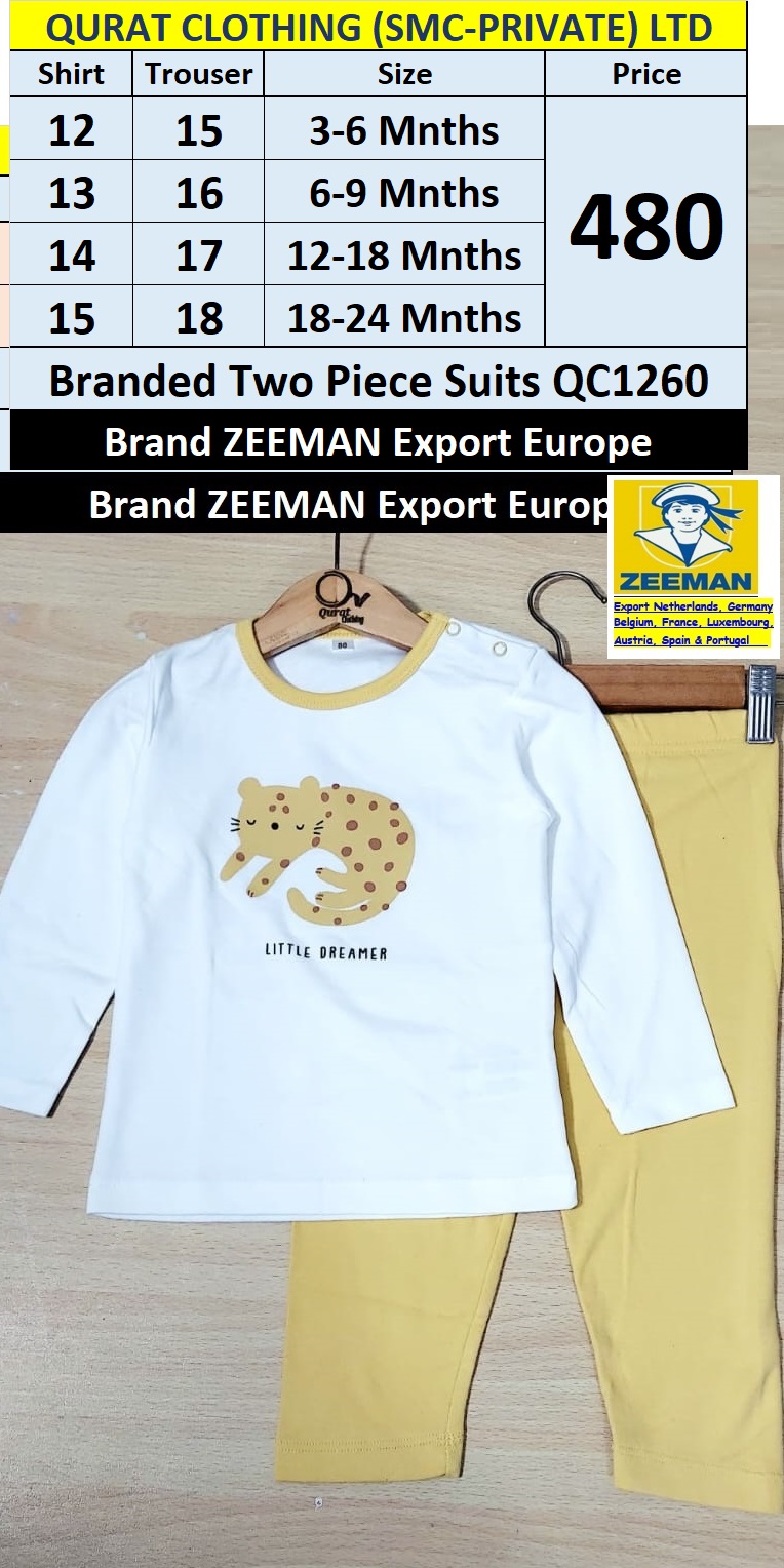 Zeeman Brand Little Dreamer Two Piece Suit QC1260 Export Europe 