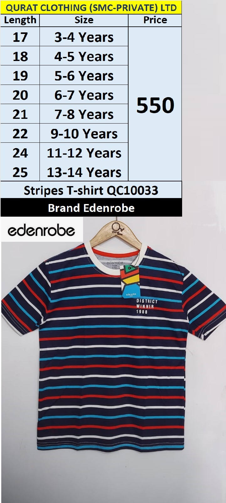 Edenrobe Brand Stripes T-shirt QC10033