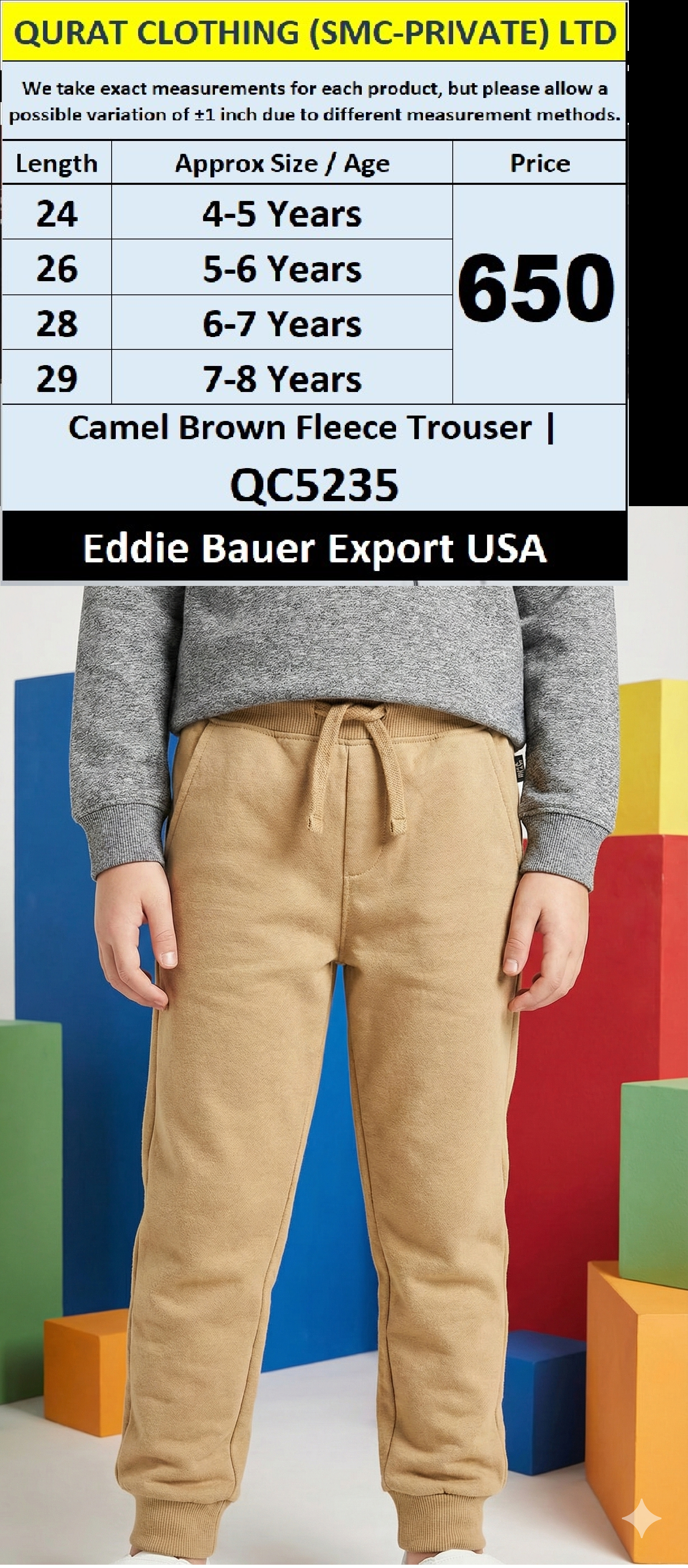 Camel Brown Fleece Trouser | Eddie Bauer Export USA | QC5235