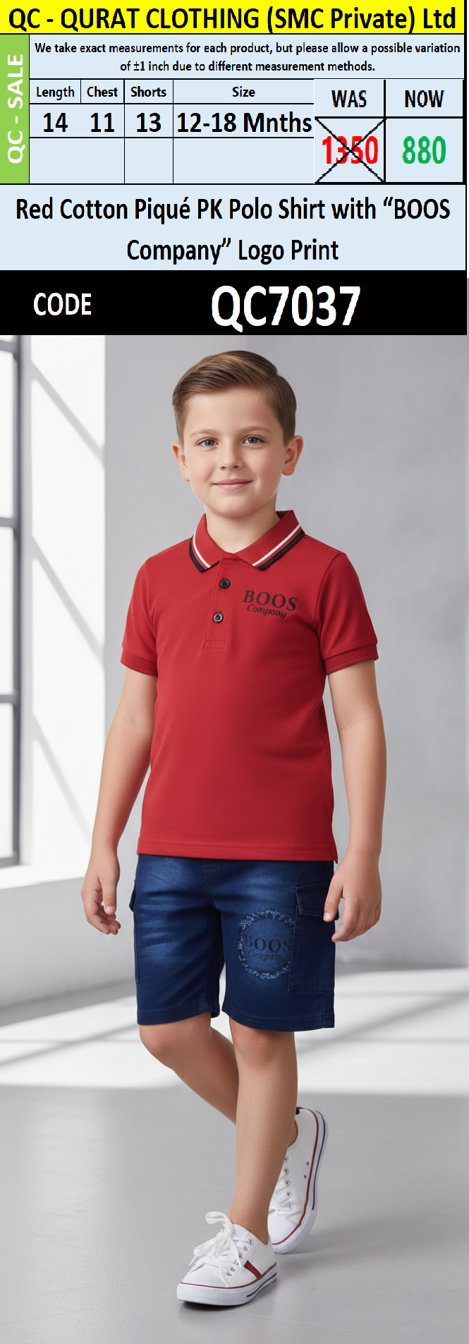 Red Cotton Piqué PK Polo Shirt with “BOOS Company” Logo Print QC7037