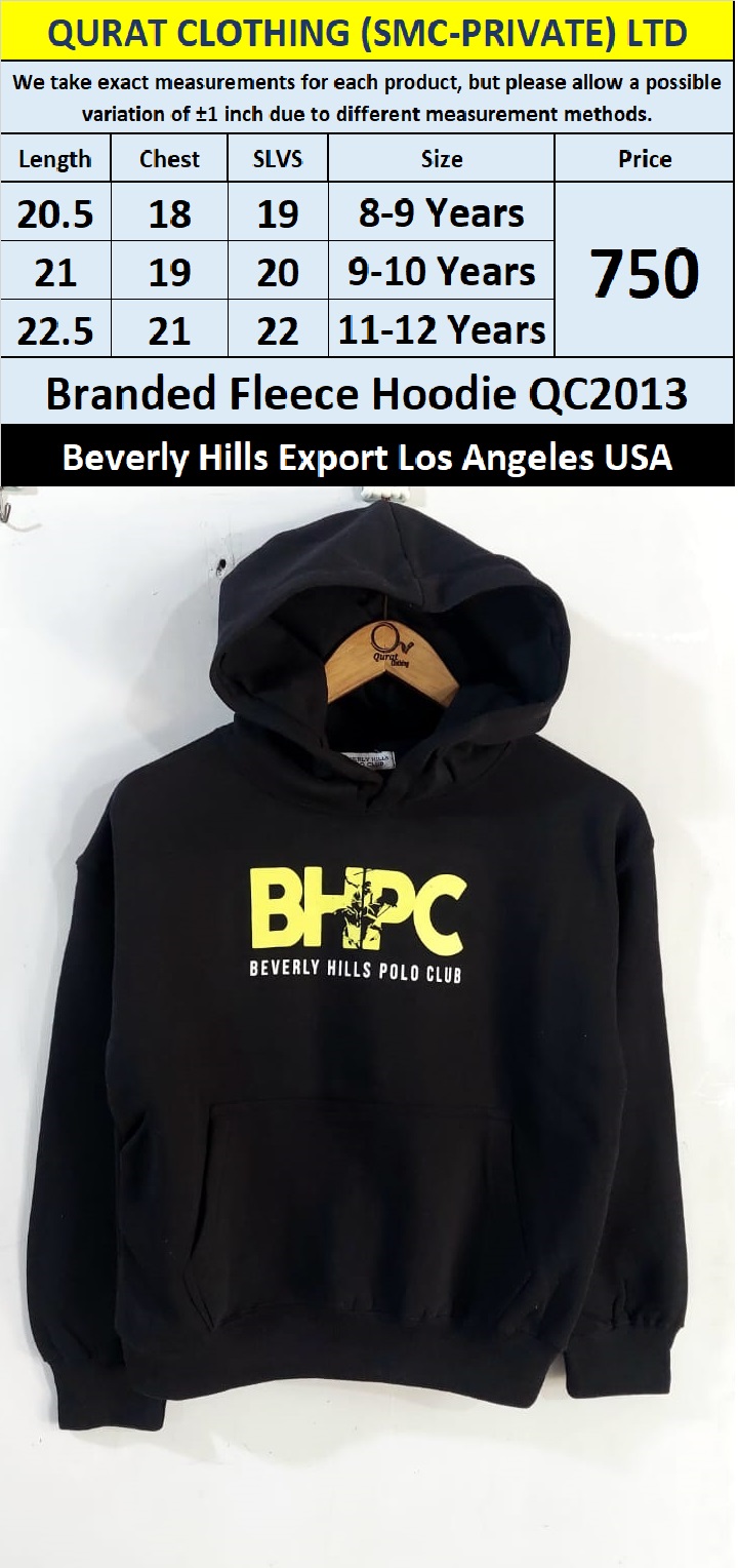 Beverly Hills Brand Fleece Hoodie QC2013 Export Los Angeles USA