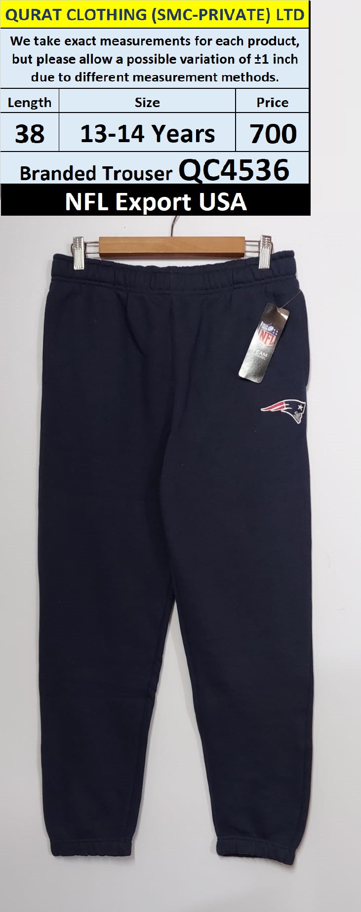NFL Brand Fleece Trouser QC4536 Export Miami - USA