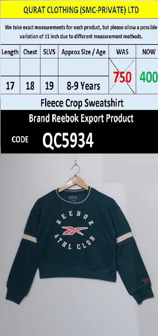 Girls Fleece Cropped Sweatshirt Export Product - QC5934