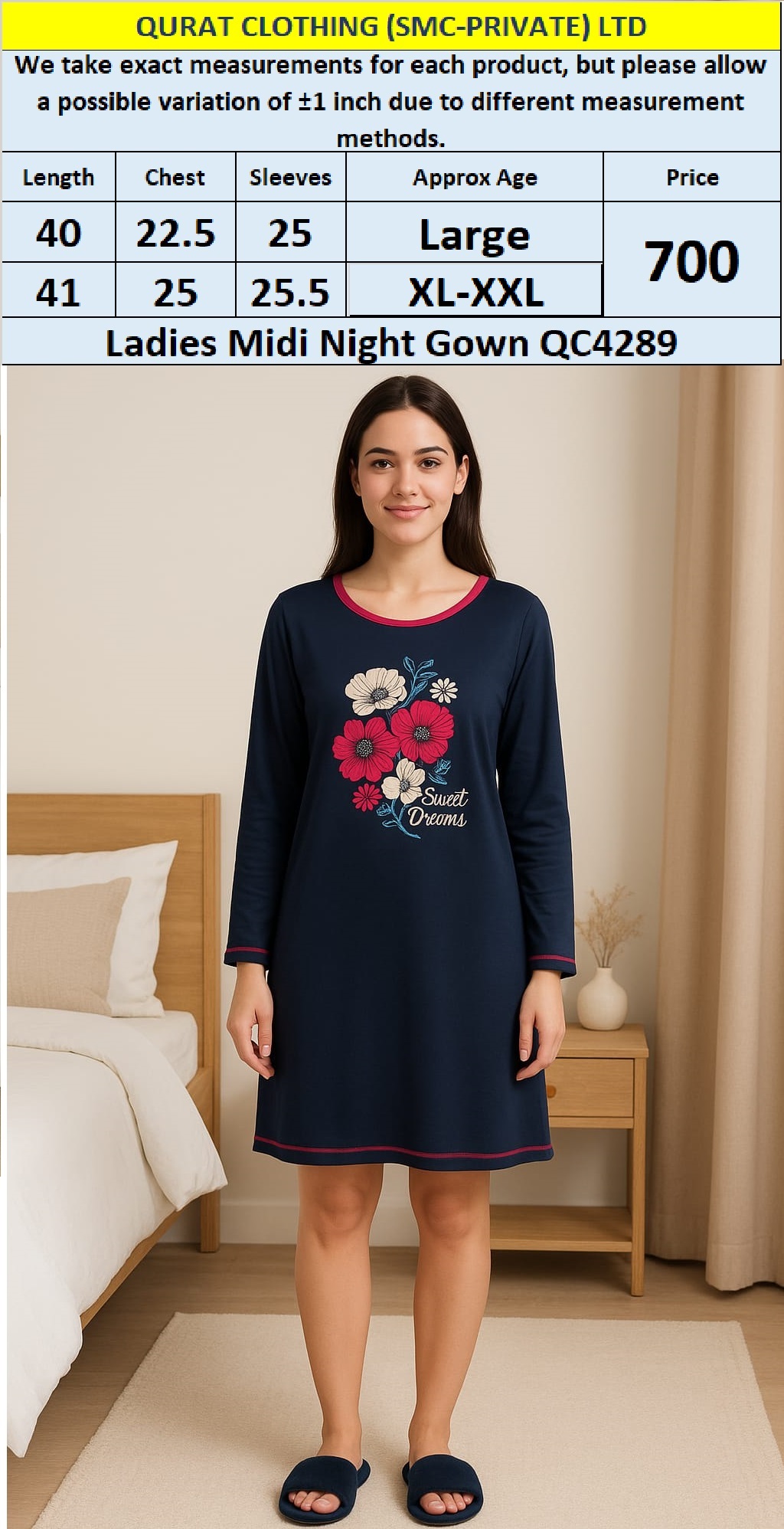 Branded Export Midi Nightgown QC4289