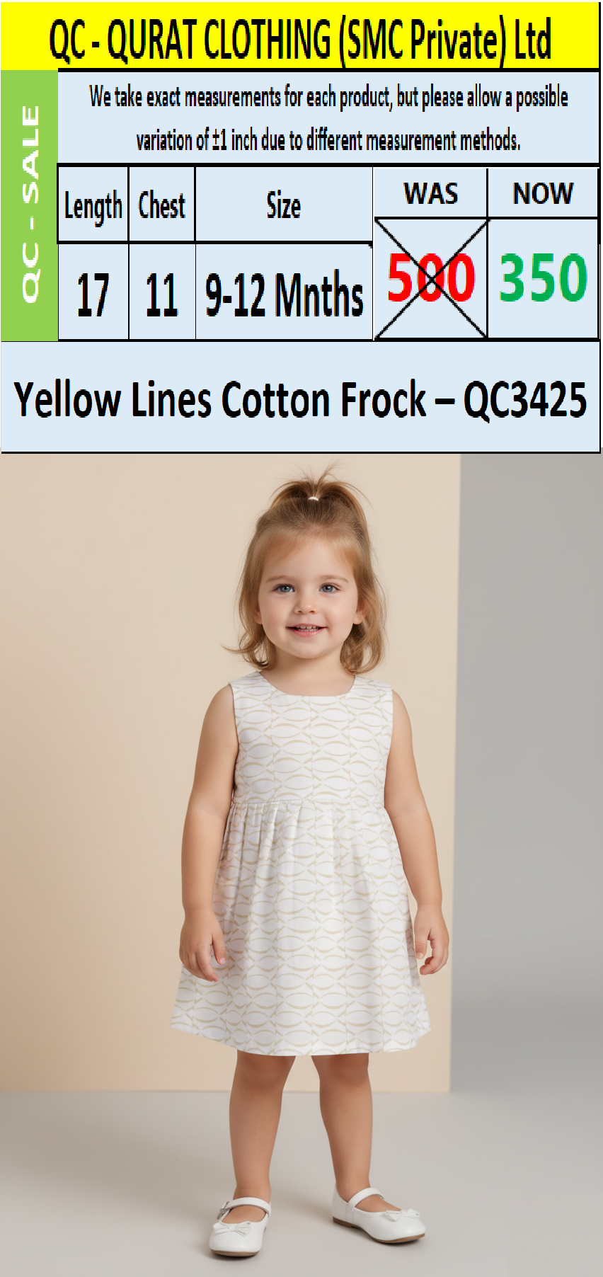 Yellow Lines Cotton Frock – QC3425