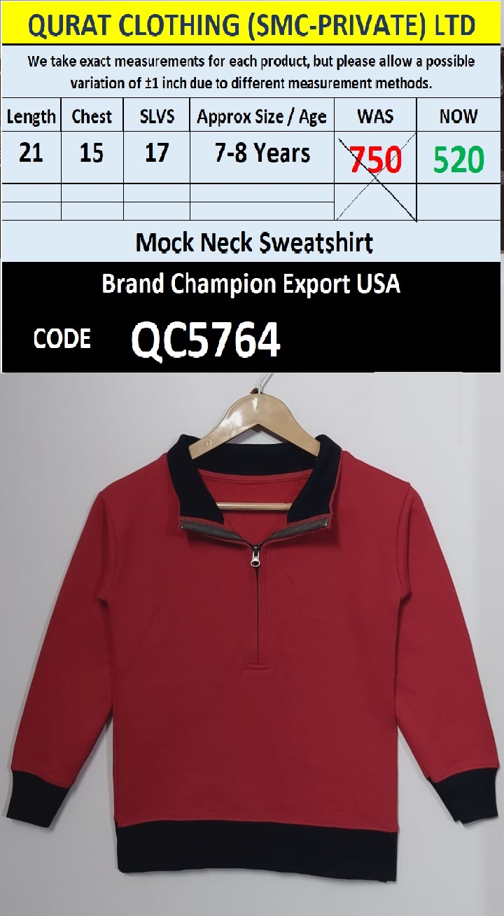 Champion Brand Mock Neck Sweatshirt Export USA - QC5764