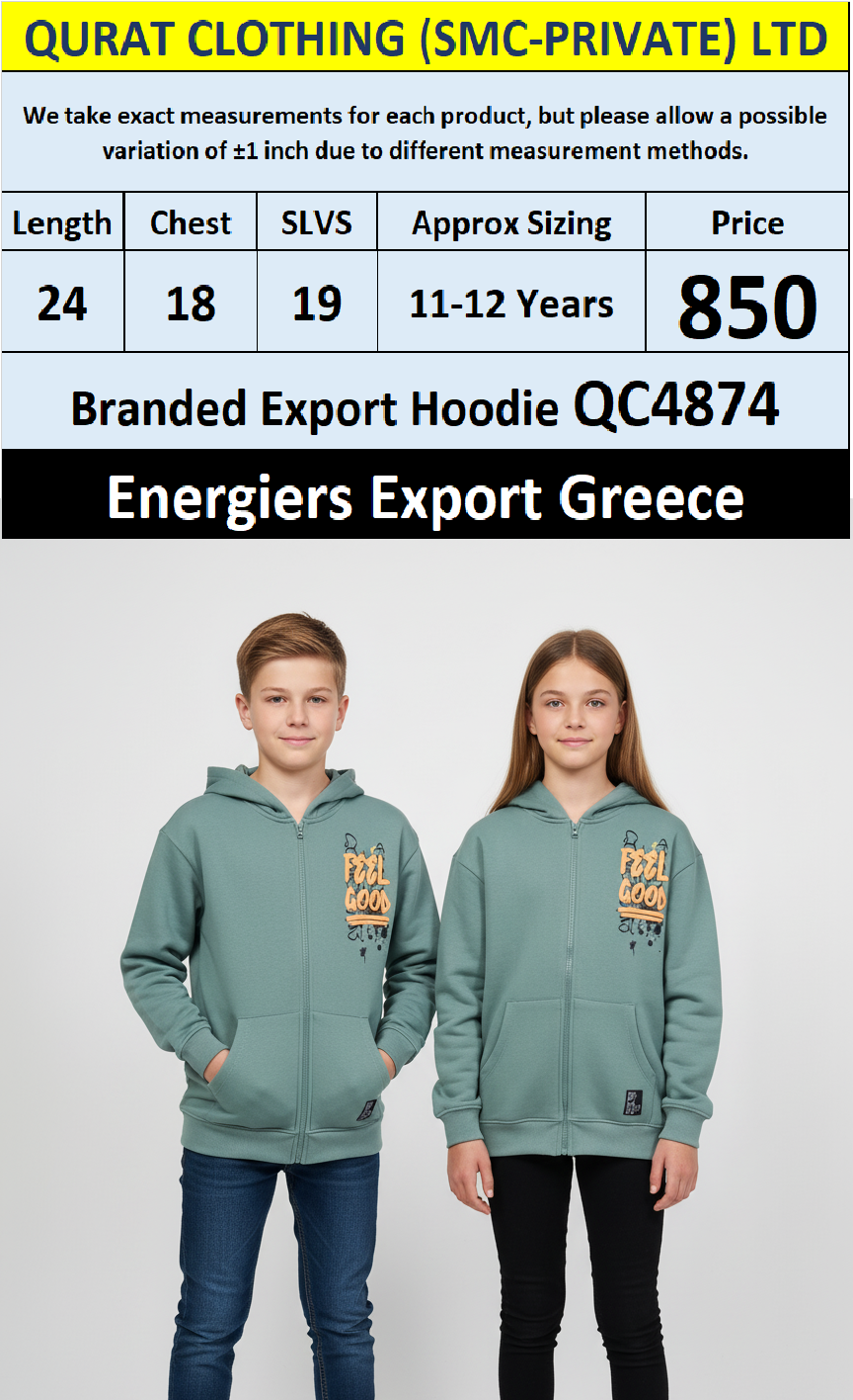 Energiers Brand Green “FEEL GOOD” Hoodie QC4874 – Export Greece