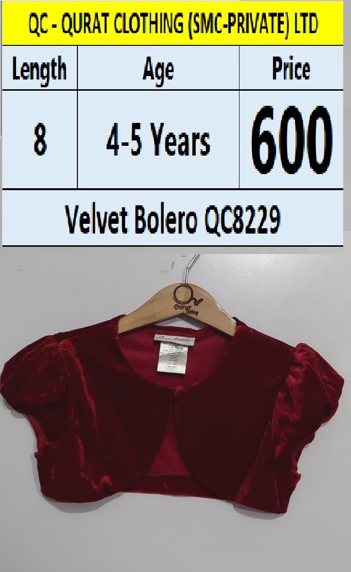 Branded Velvet Bolero QC8229