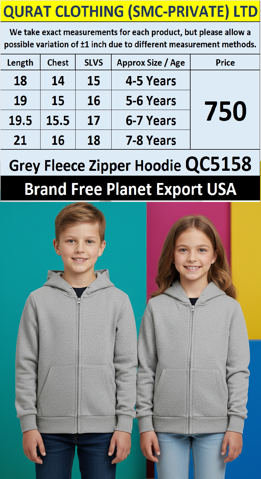Free Planet Grey Fleece Zipper Hoodie QC5158 – Export USA