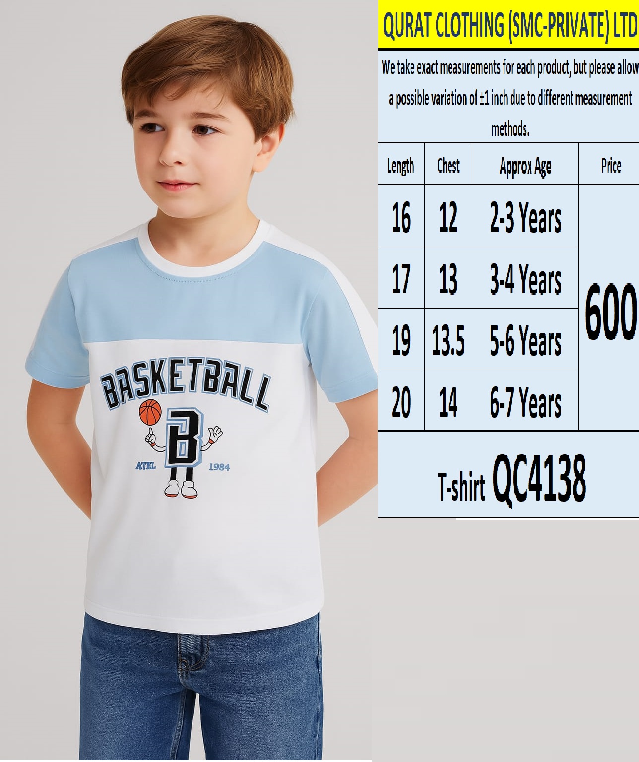 Light Blue Basket Ball T-shirt QC4138
