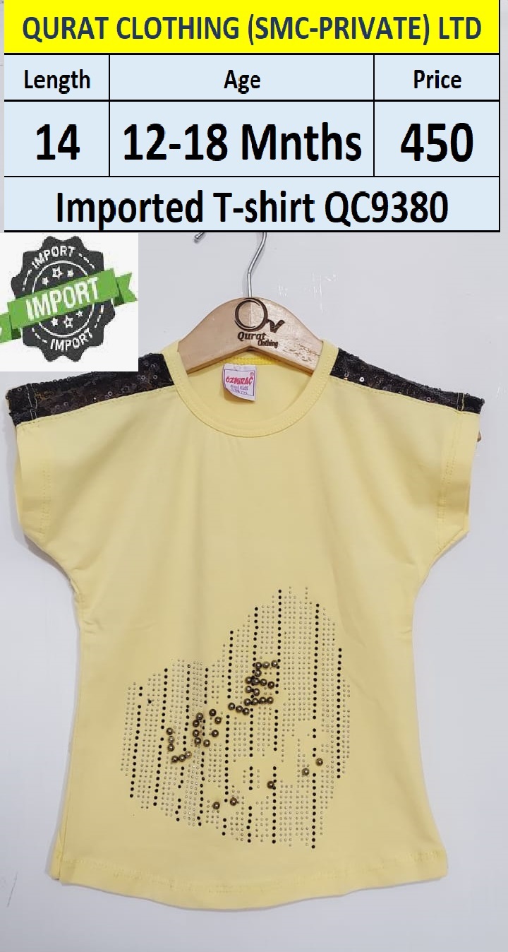 Turkey Imported Yellow Heart T-shirt QC9380 Brand Ozmirac