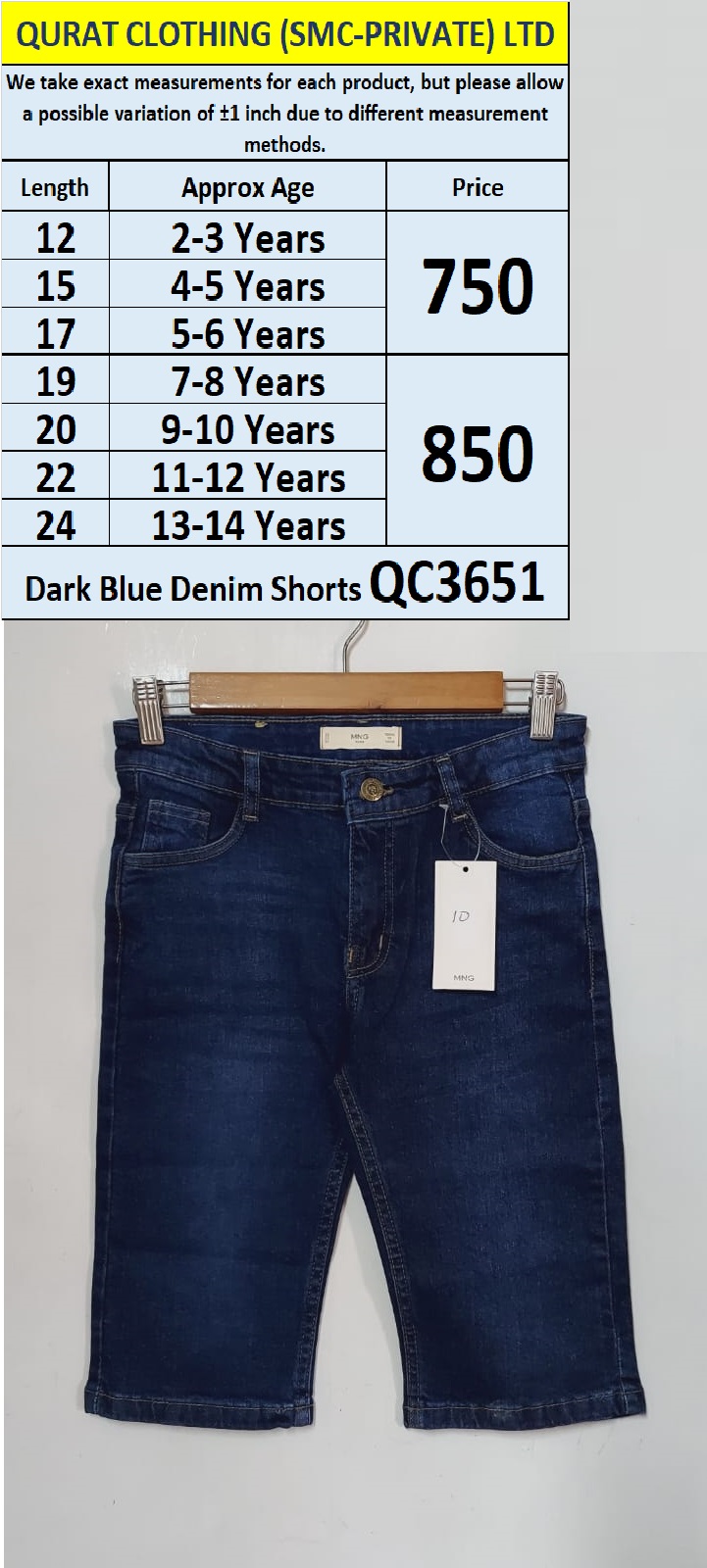 Long Dark Blue Denim Shorts QC3651