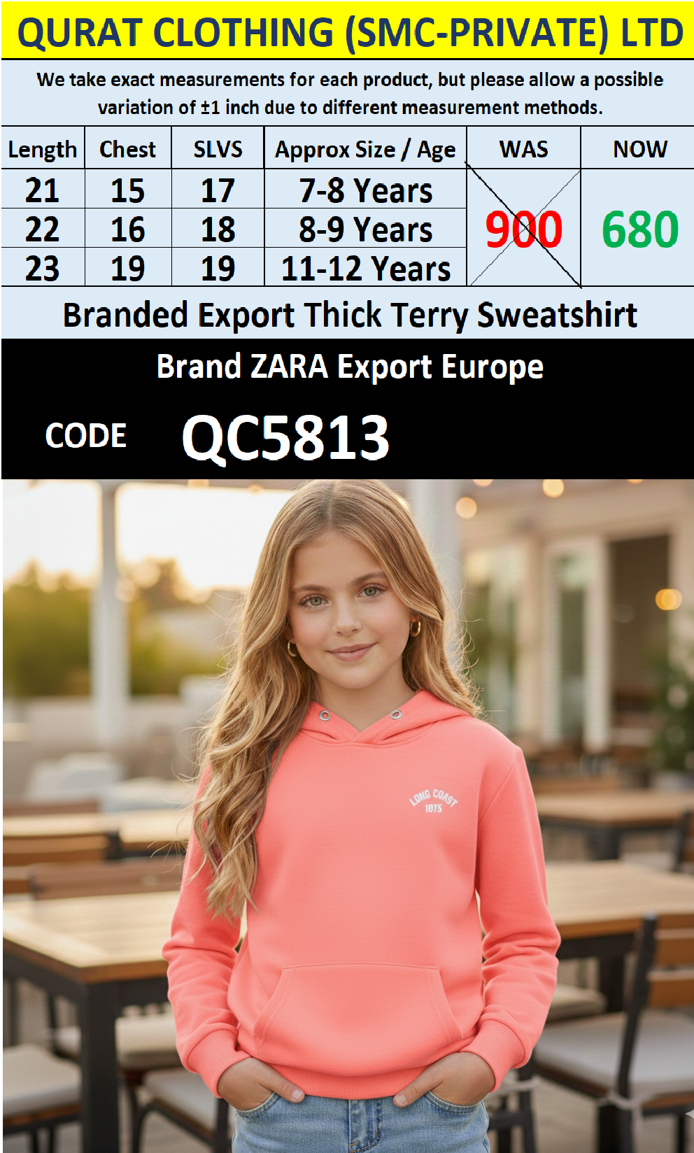 ZARA Brand Thick Terry Sweatshirt Export Europe - QC5813