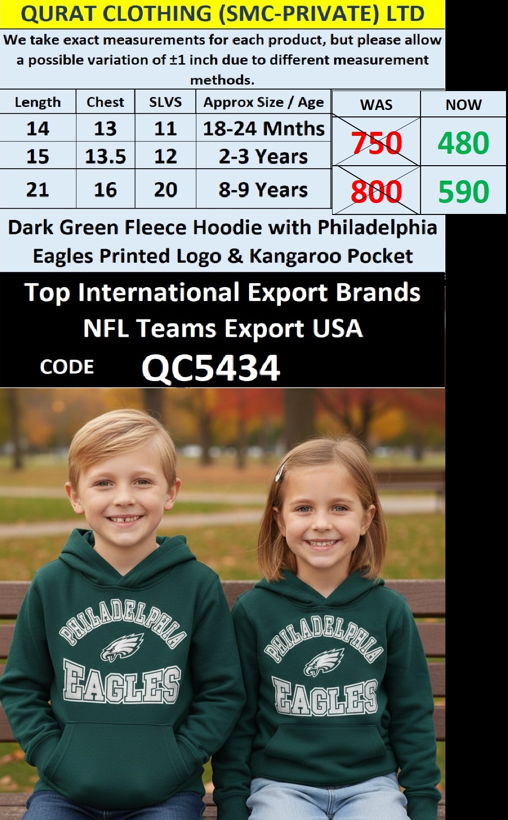 Dark Green Fleece Hoodie Philadelphia Eagles Printed Logo with Kangaroo Pocket – Export USA – QC5434