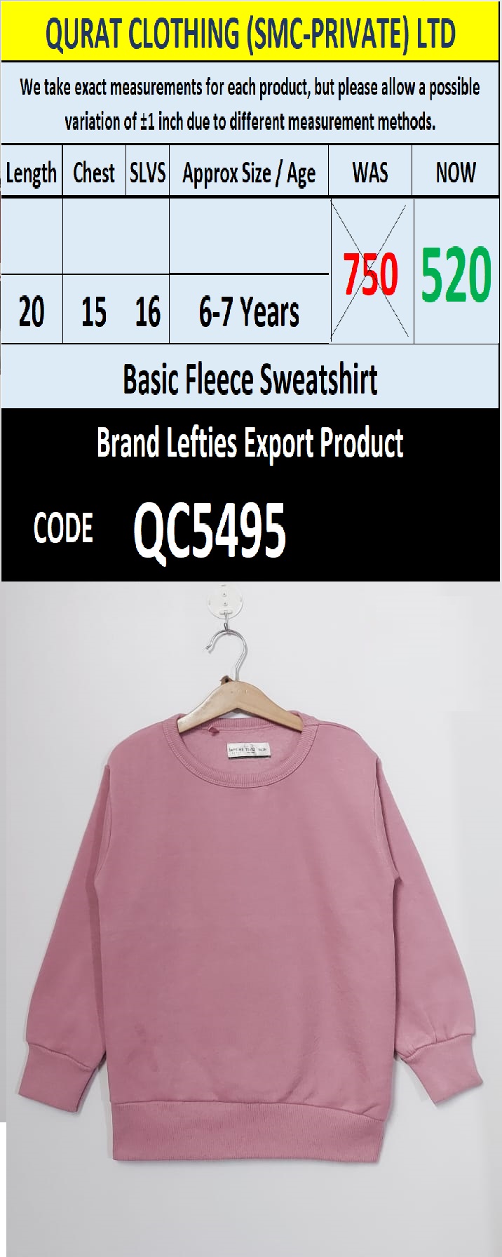 Lefties Brand Fleece Sweatshirt Export Product - QC5495