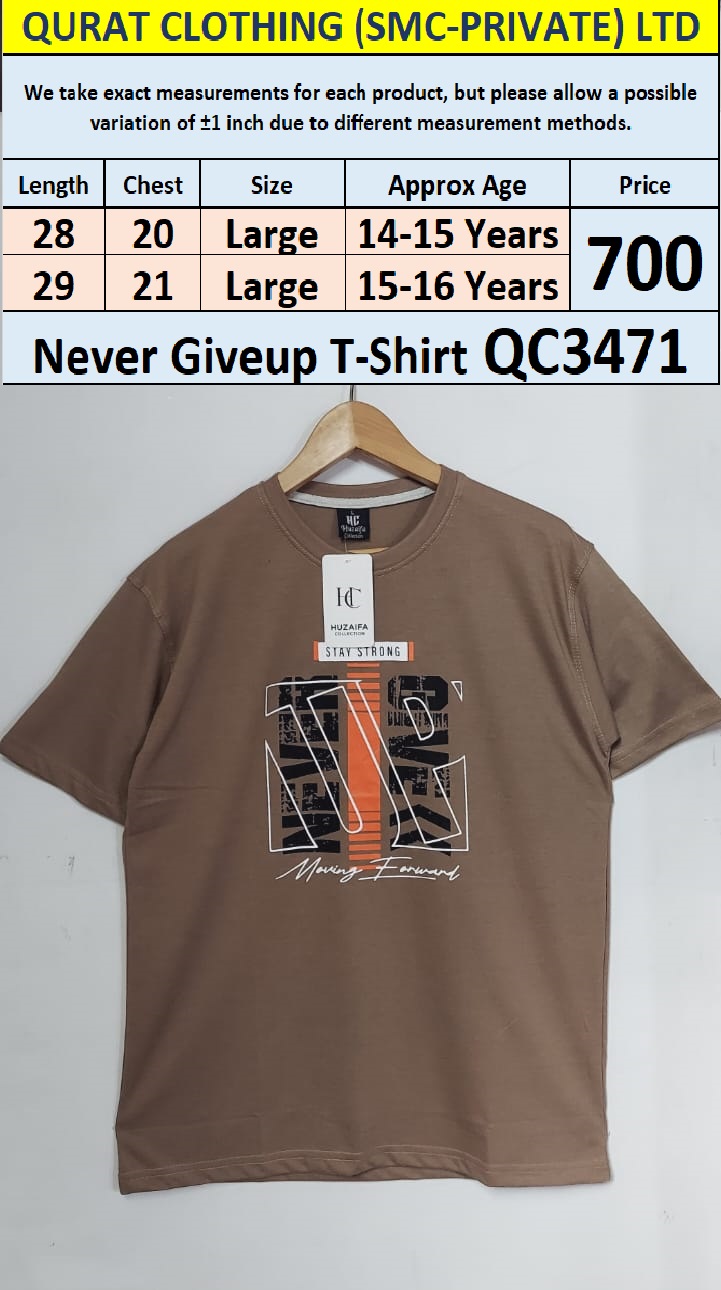 Soft Cotton Blended Never Give-up T-Shirt QC3471