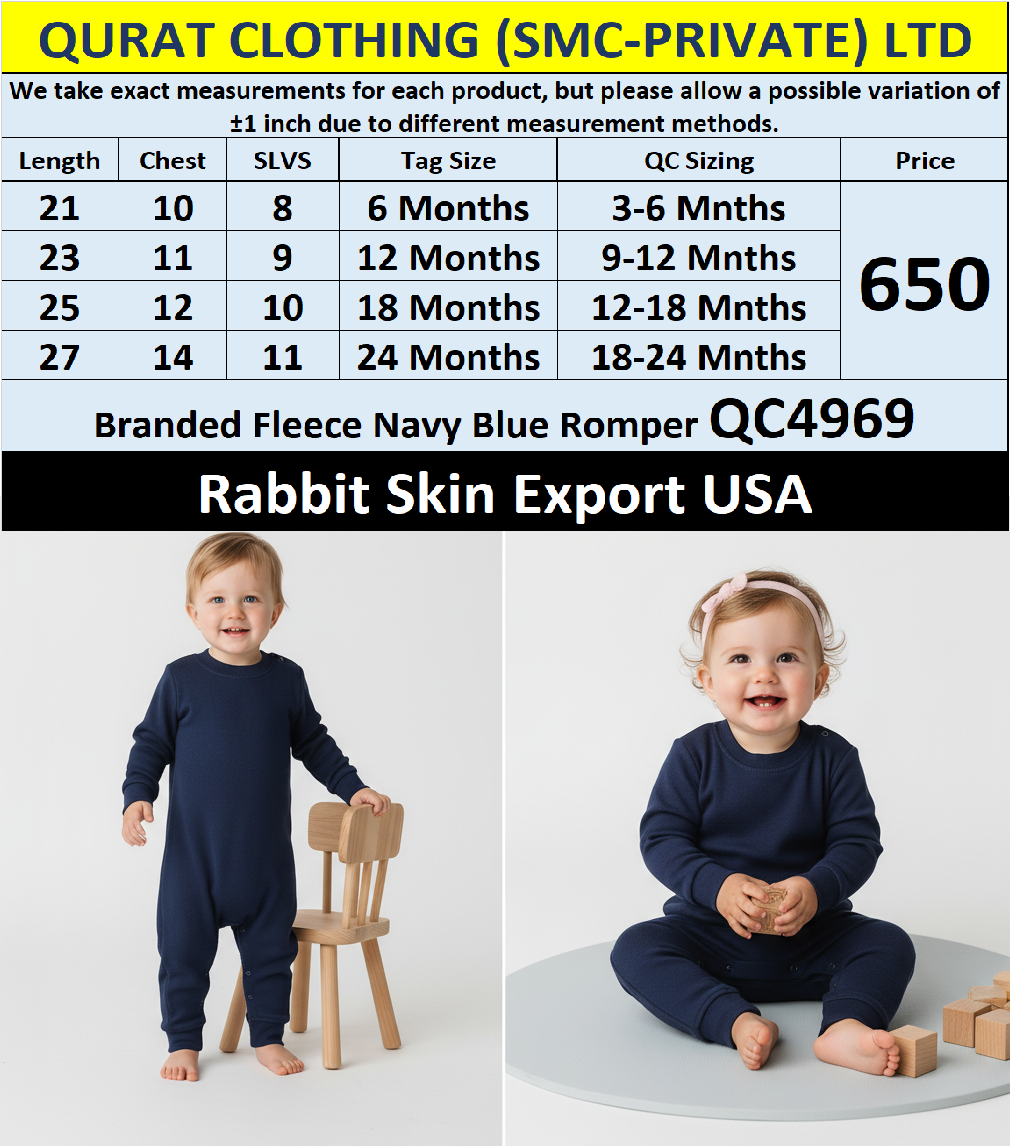 Rabbit Skin Brand Navy Blue Fleece Baby Romper QC4969 – Export USA