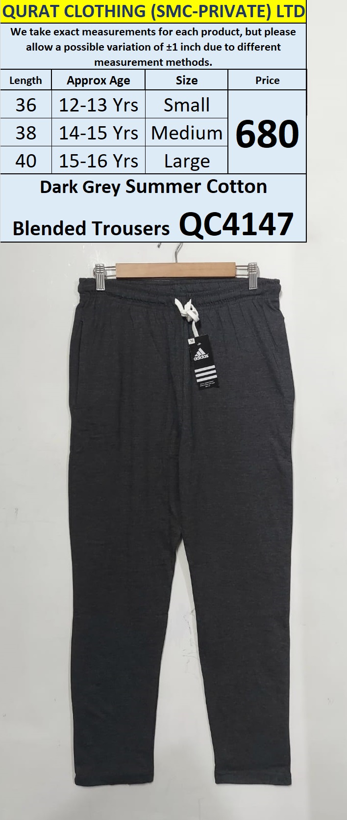 Dark Grey Summer Cotton Blended Trouser – QC4147