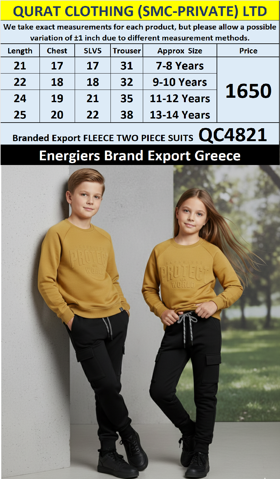 Energiers Brand Two Piece Fleece Suits QC4821 Export Greece 