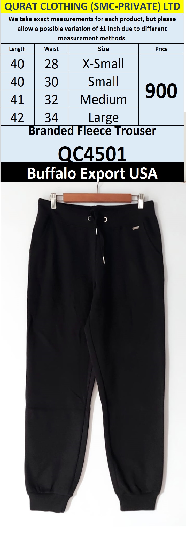 Buffalo David Bitton Brand Fleece Trouser QC4501 Export USA