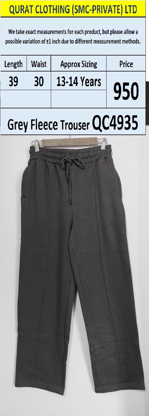 Grey Straight Fit Fleece Trouser QC4935 – Export Quality