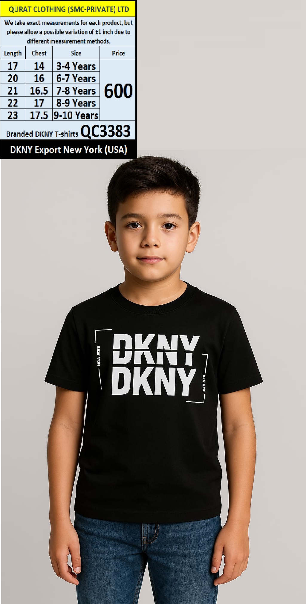 Branded DKNY T-Shirt QC3383 Export New York (USA)