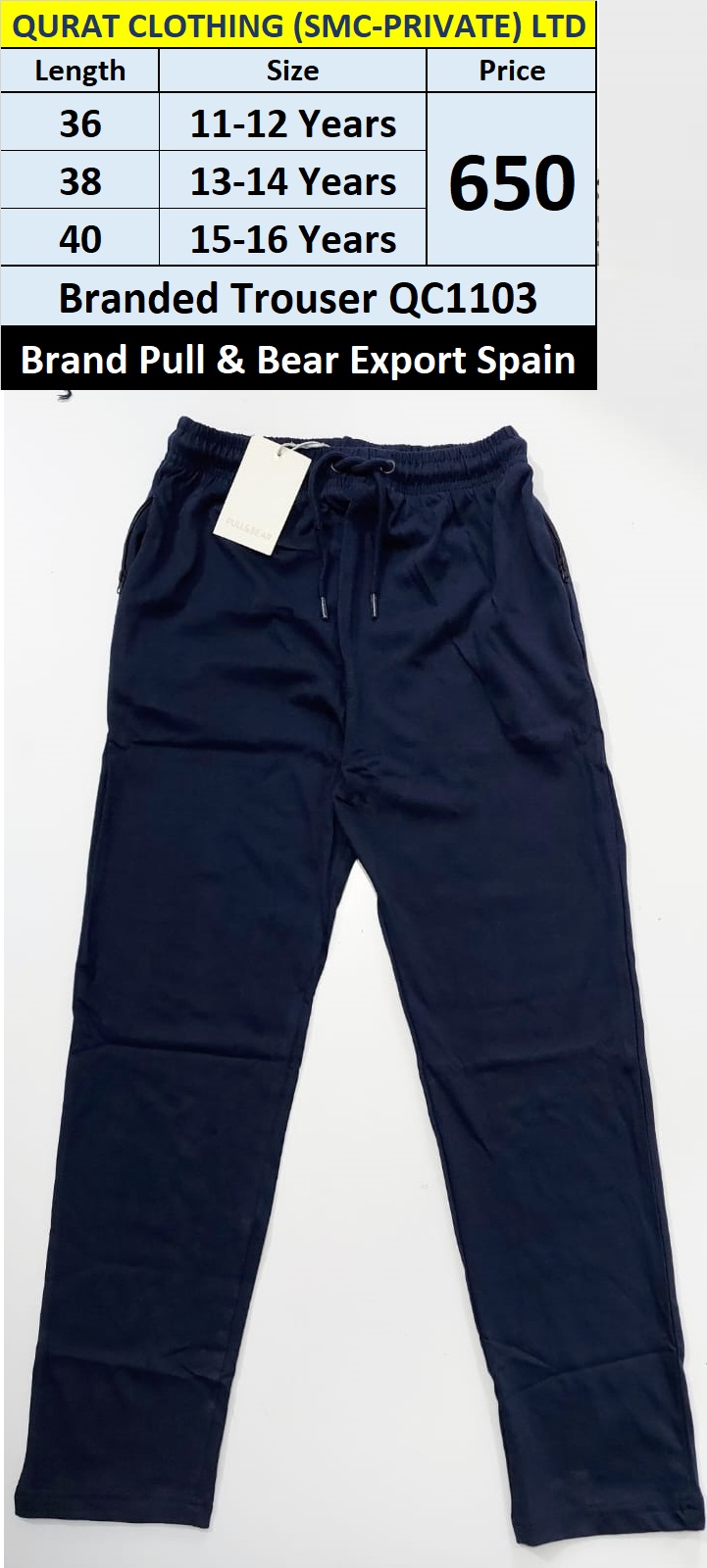 Pull & Bear Brand Summer Trouser QC1103 Export Spain 