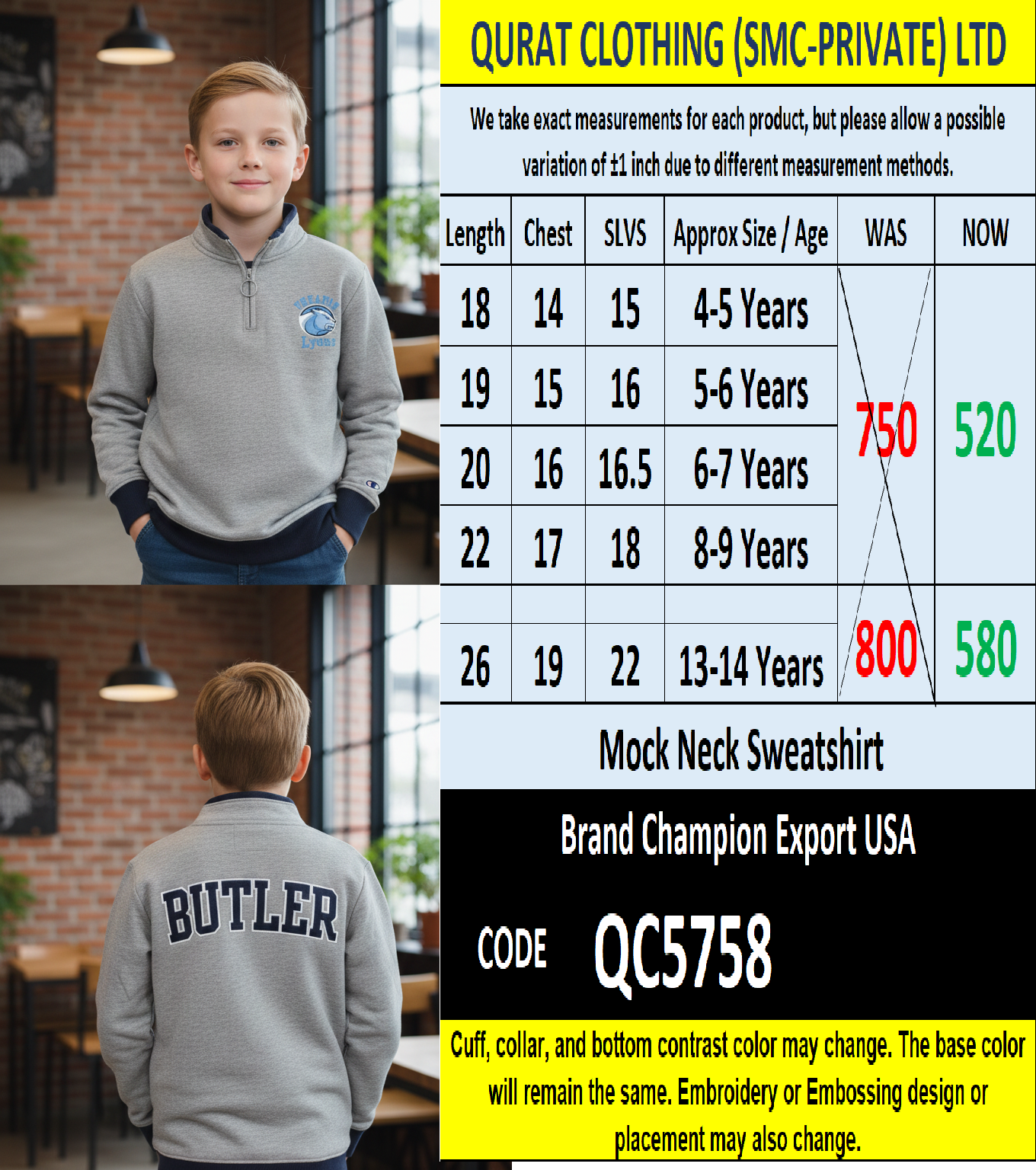 Champion Brand Mock Neck Sweatshirt Export USA - QC5758