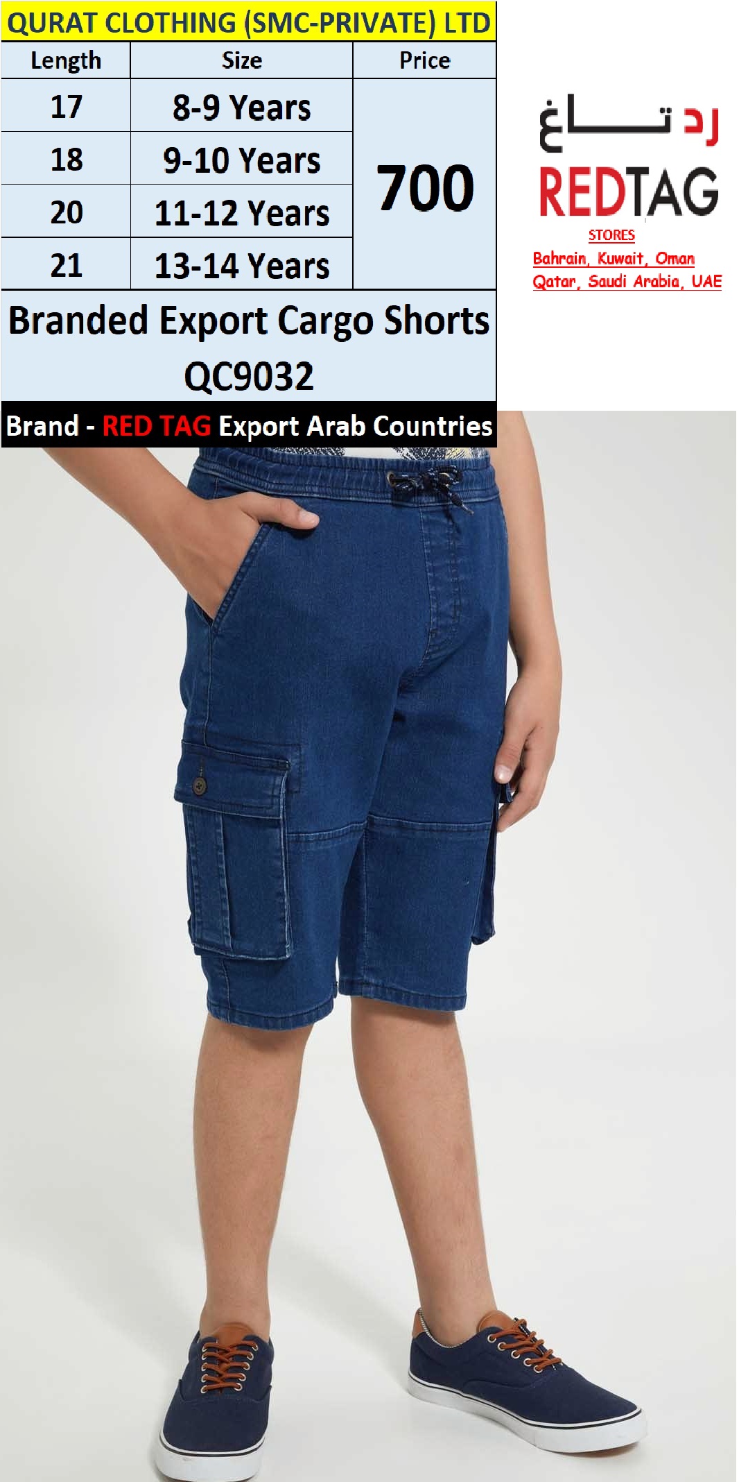 RED TAG Brand Cargo Shorts QC9032 Export Arab Countries