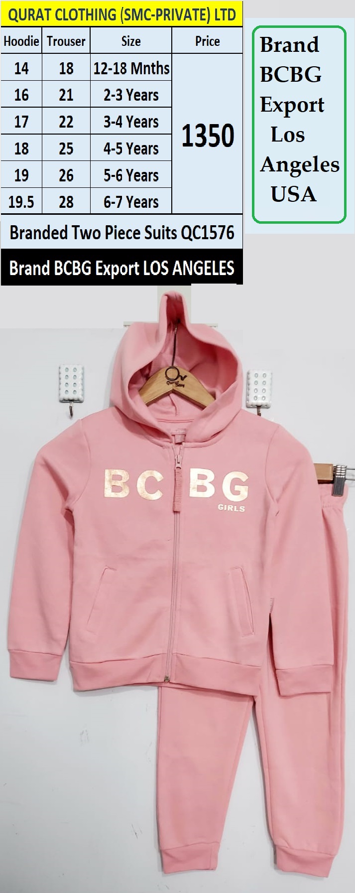 BCBG Brand Pink Two Piece Suits QC1576, Export Los Angeles, USA