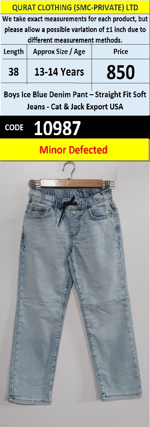 Cat & Jack USA Boys Ice Blue Straight Fit Soft Jeans Pant – QC10987 - (Minor Defected)