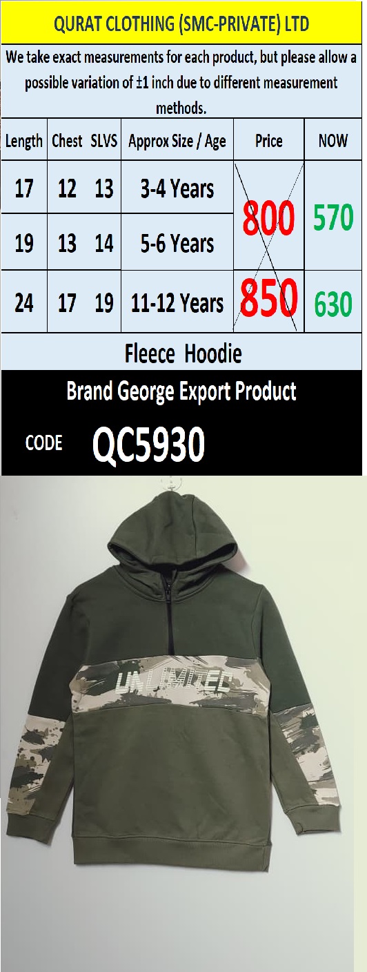 George Brand Fleece Hoodie Export Product - QC5930