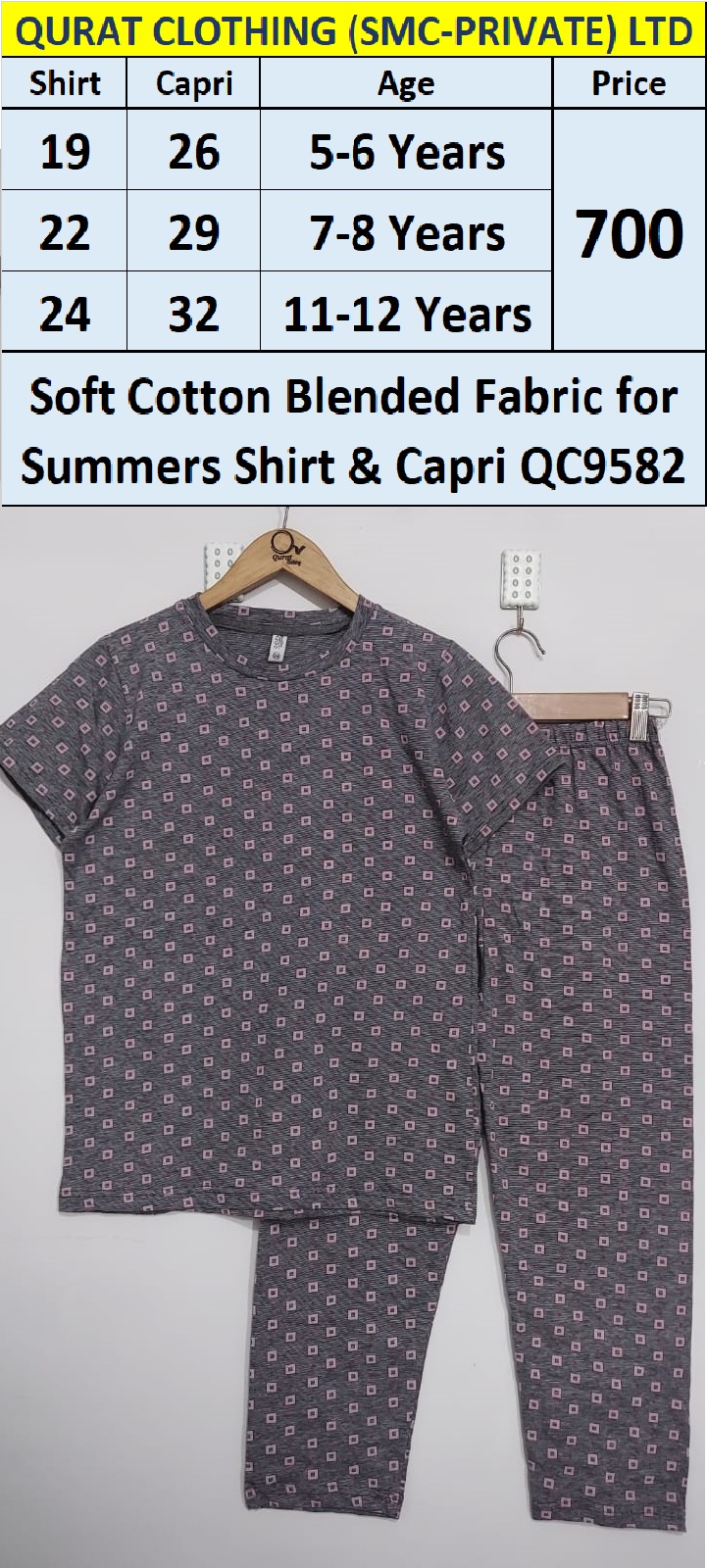 Soft Cotton Blended Fabric for Summers Shirt & Capri Small Squares Print QC9582