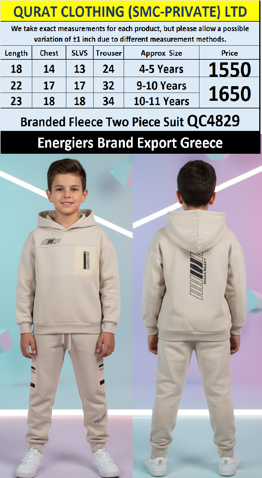 Energiers Brand Fleece Two Piece Suits QC4829 - Export Greece