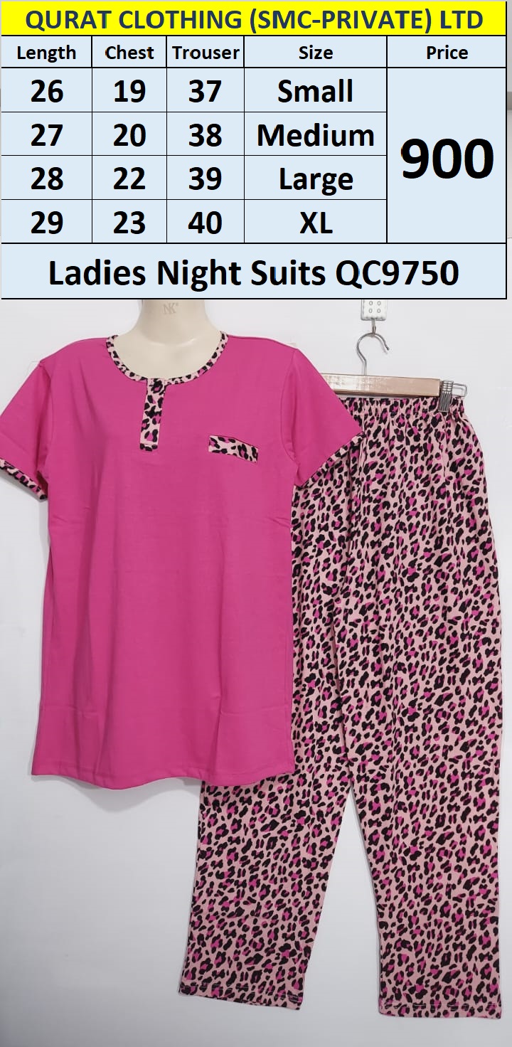 Buy Pink with Leopard Print Combination Ladies Night Suits QC9750 | QC ...