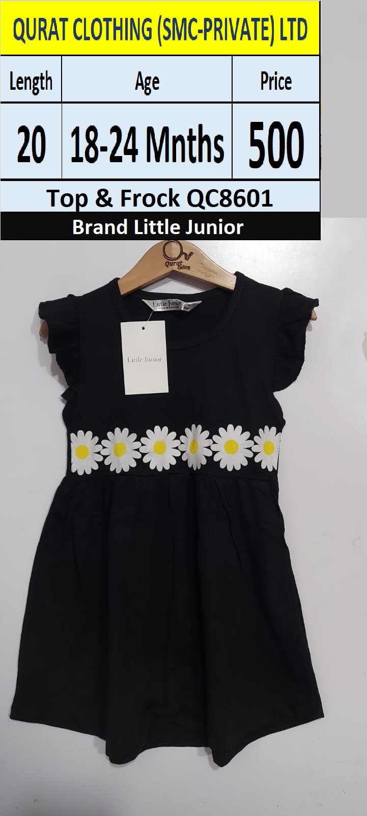Black Sun Flower Frock QC8601 Brand Little Junior