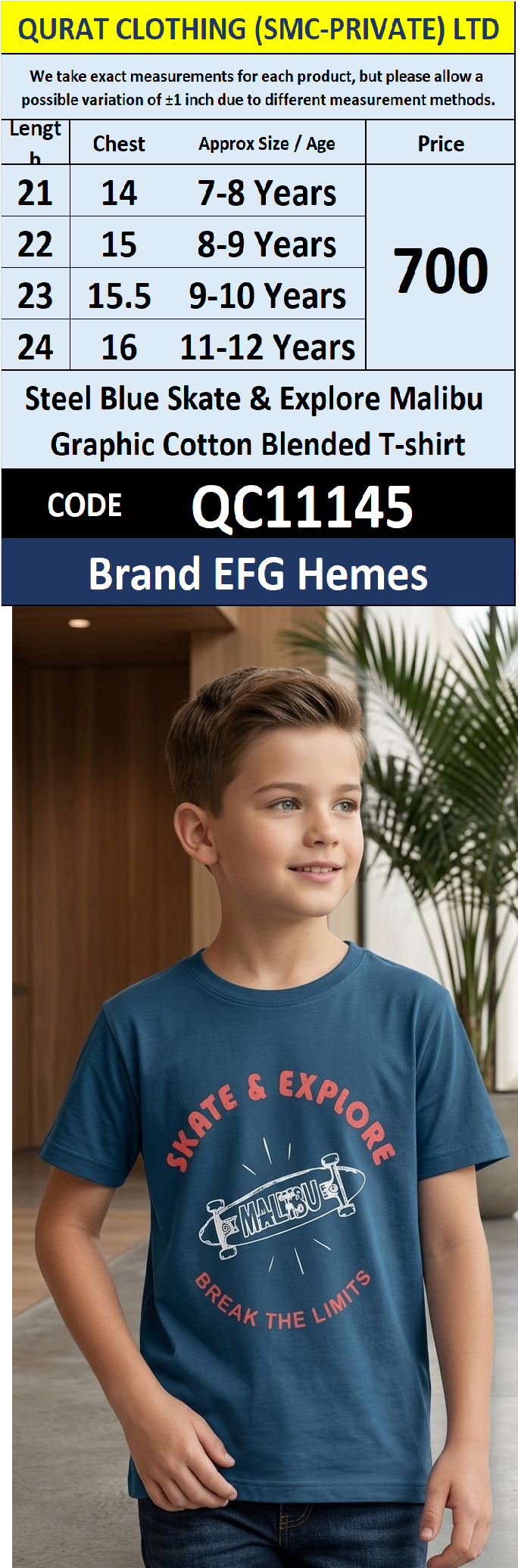 Steel Blue Skate & Explore Malibu Graphic Cotton Blended T-shirt QC11145 – EFG Hemes
