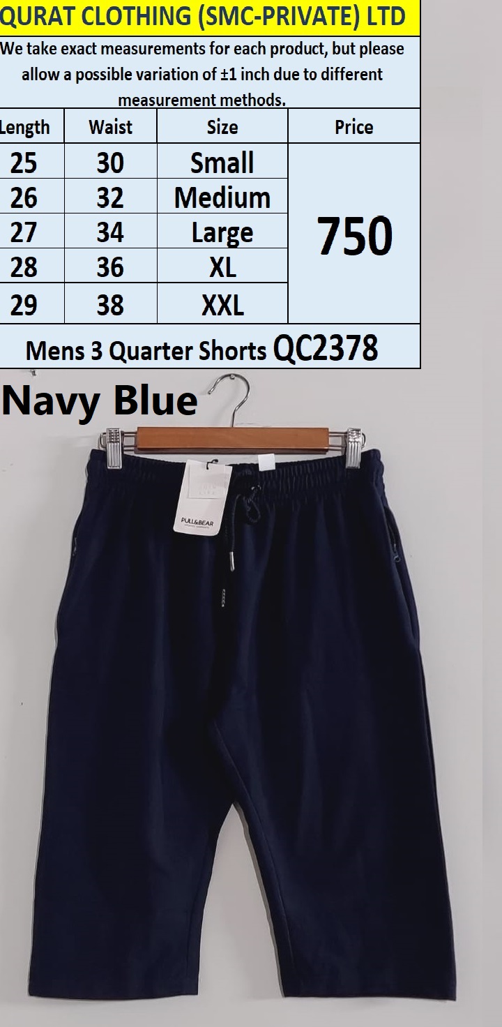  Navy Blue Men's 3 Quarter Shorts QC2378