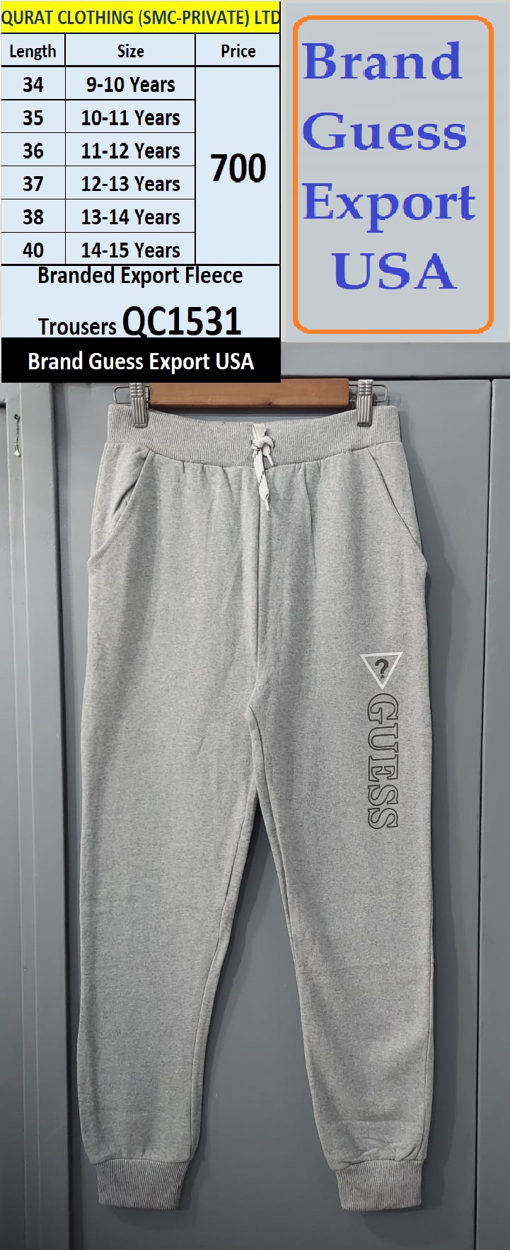 Guess Brand Export Fleece Trouser QC1531 Export USA