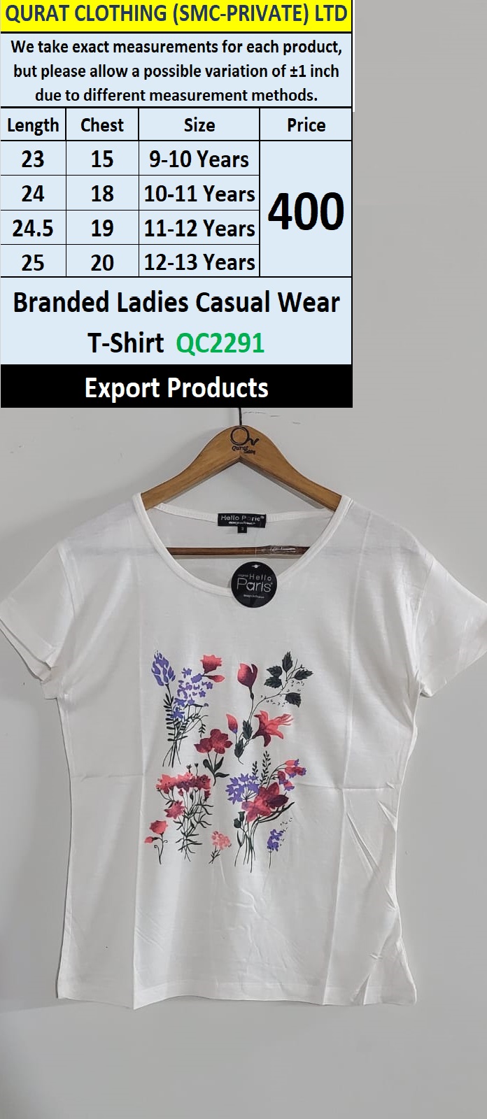 Branded Casual Wear T-shirt QC2291 - Export Product 