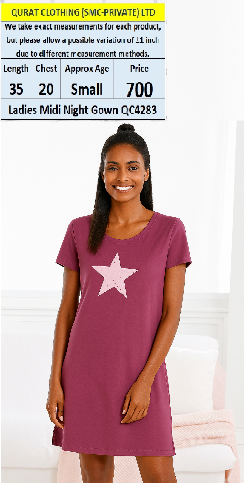Branded Export Midi Nightgown QC4283